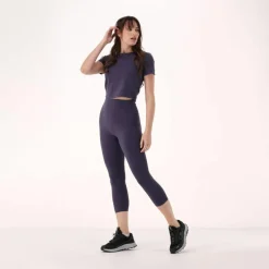 Top maniche corte da donna in stretch polyamide
