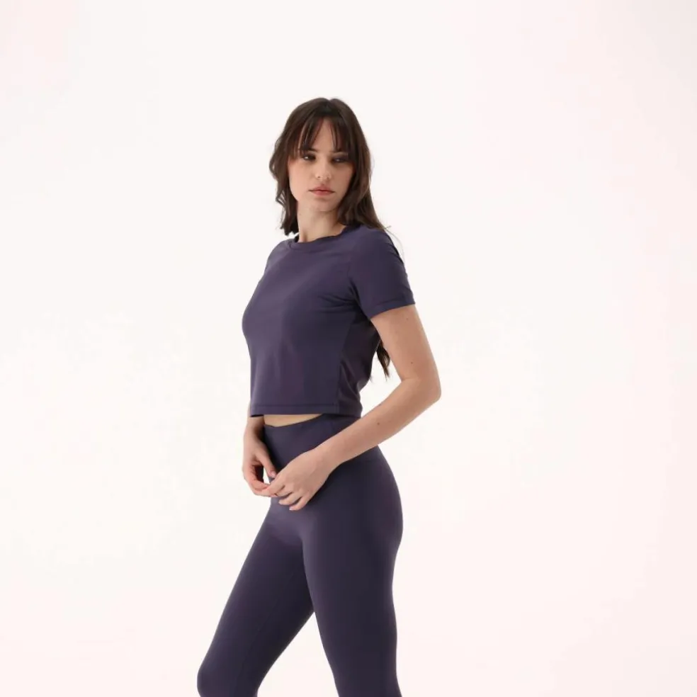 Top maniche corte da donna in stretch polyamide