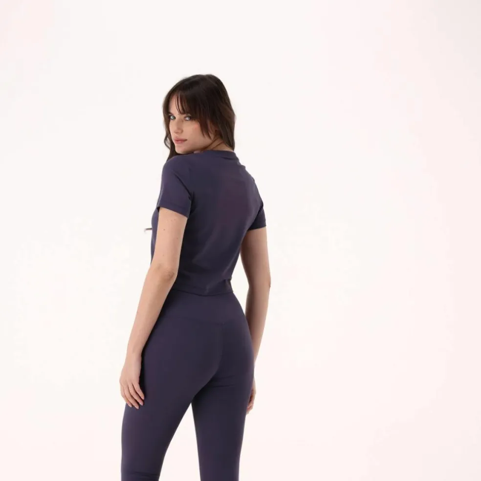 Top maniche corte da donna in stretch polyamide
