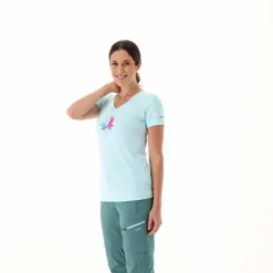 T-shirt donna in tessuto tecnico con stampa sul fronte