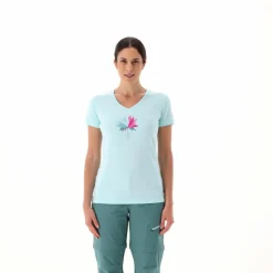 T-shirt donna in tessuto tecnico con stampa sul fronte