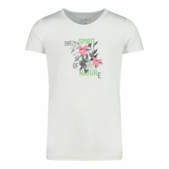 T-shirt in tessuto tecnico con stampa sul fronte da bambina