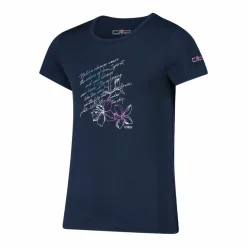 T-shirt in tessuto tecnico con stampa sul fronte da bambina