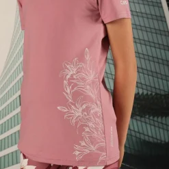 T-shirt in tessuto tecnico con stampa sul fronte da bambina