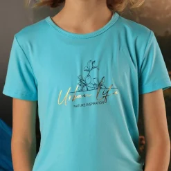 T-shirt in tessuto tecnico con stampa sul fronte da bambina