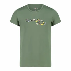 T-shirt in tessuto tecnico con stampa sul fronte da bambina