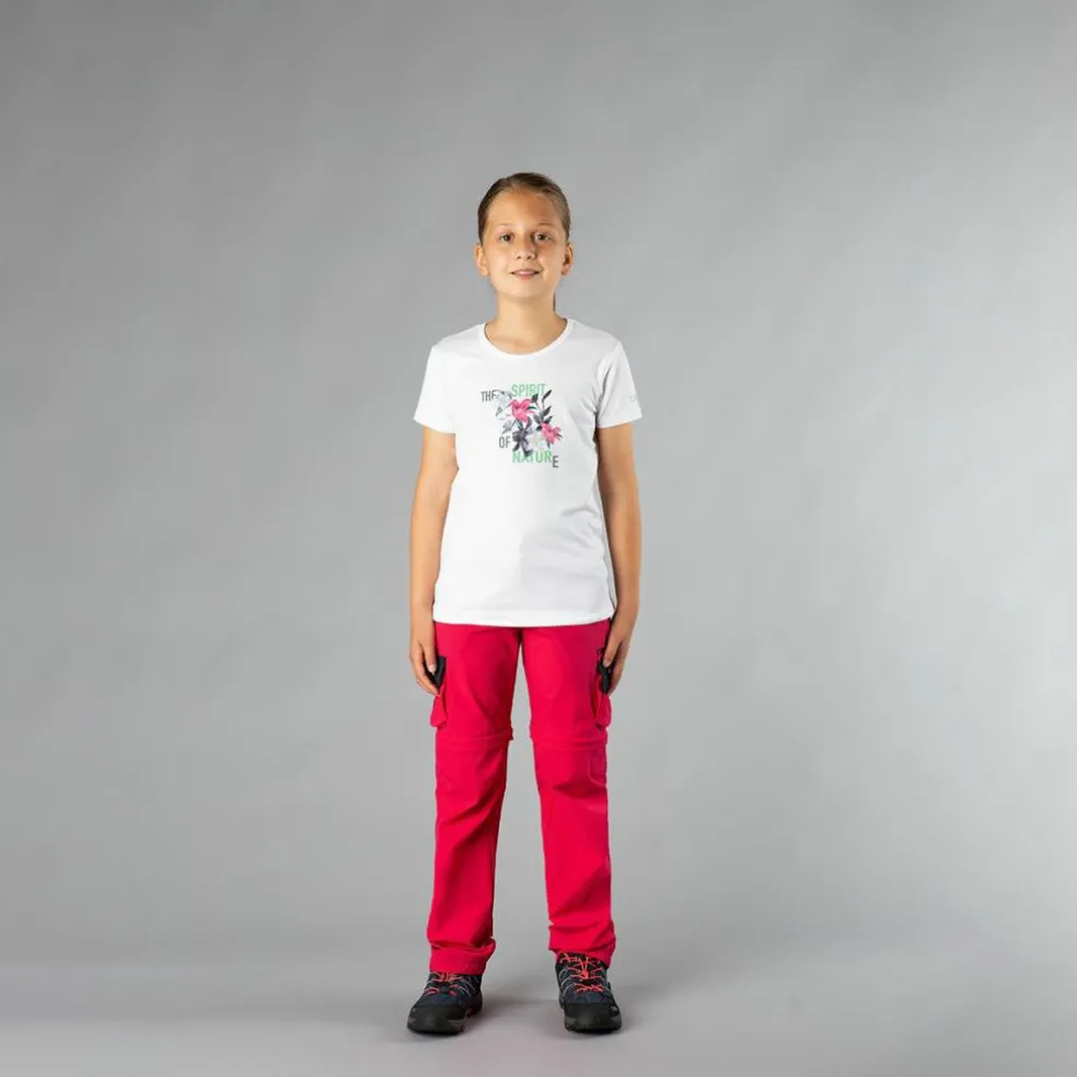 T-shirt in tessuto tecnico con stampa sul fronte da bambina