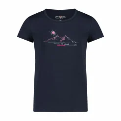T-shirt in tessuto tecnico con stampa sul fronte da bambina