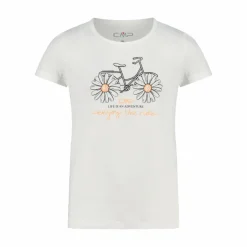 T-shirt in tessuto tecnico con stampa sul fronte da bambina