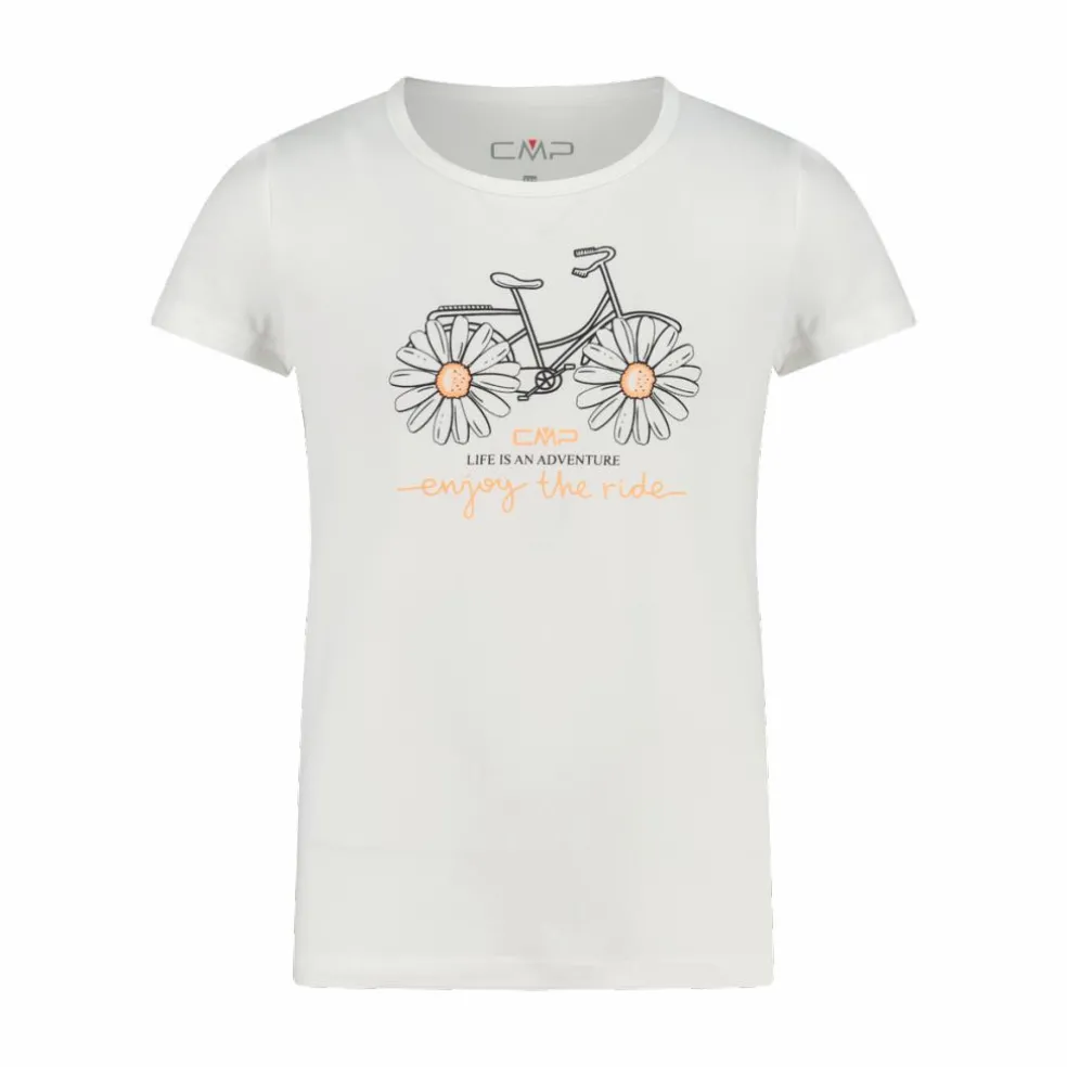 T-shirt in tessuto tecnico con stampa sul fronte da bambina