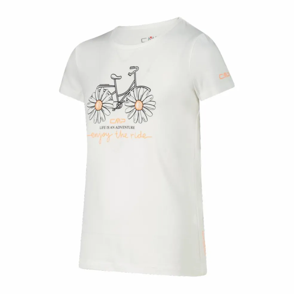 T-shirt in tessuto tecnico con stampa sul fronte da bambina