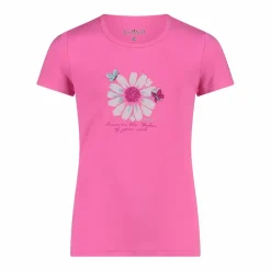 T-shirt in tessuto tecnico con stampa sul fronte da bambina