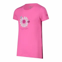 T-shirt in tessuto tecnico con stampa sul fronte da bambina