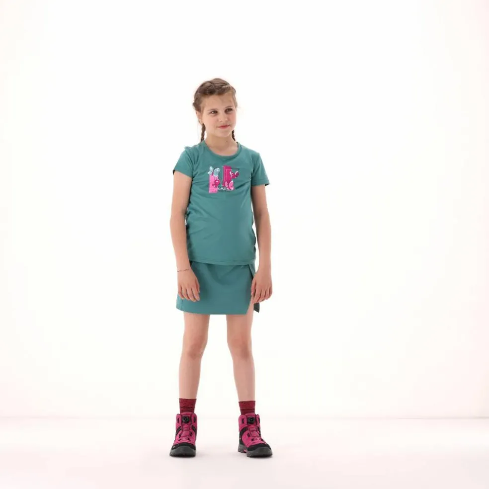 T-shirt in tessuto tecnico con stampa sul fronte da bambina
