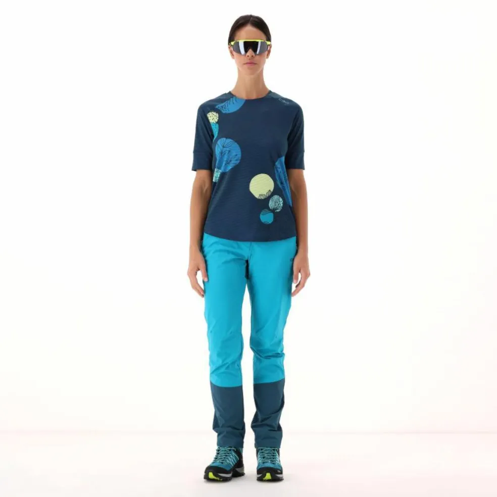 T-shirt tecnica a maniche corte con fantasia da Donna