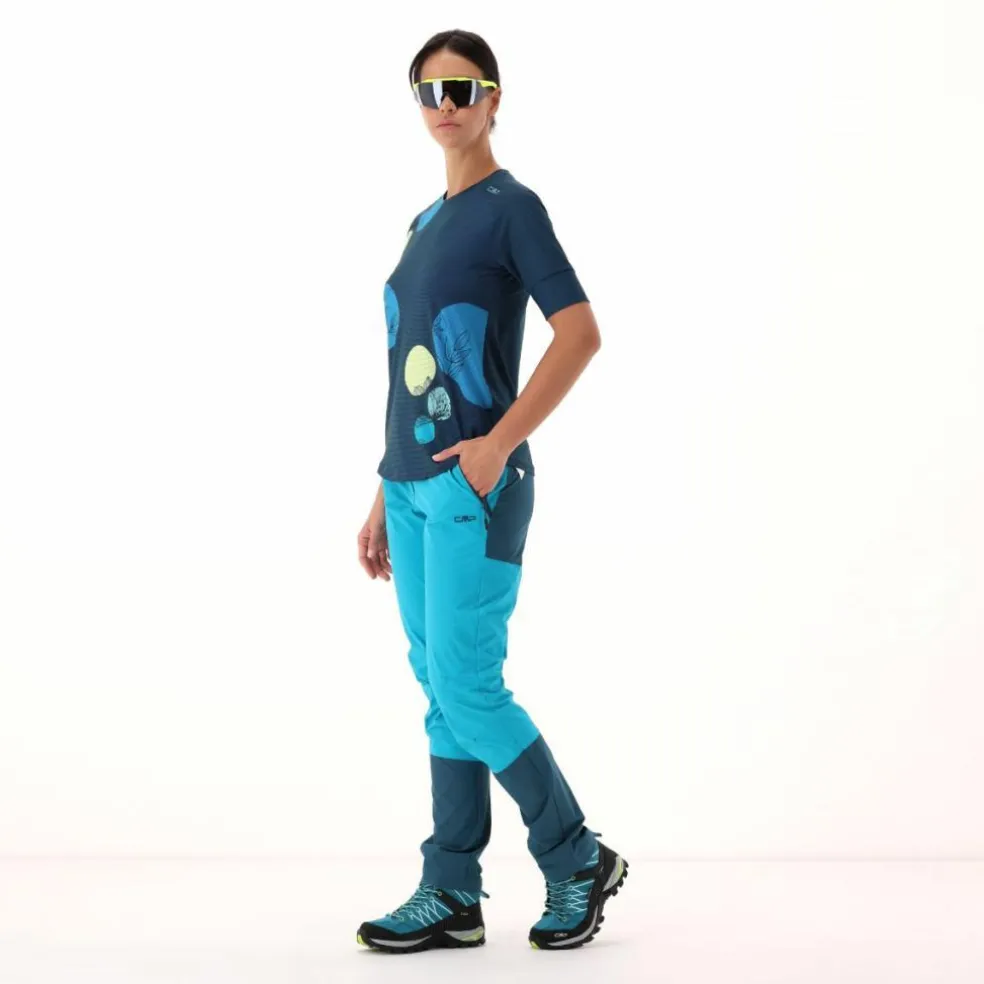 T-shirt tecnica a maniche corte con fantasia da Donna