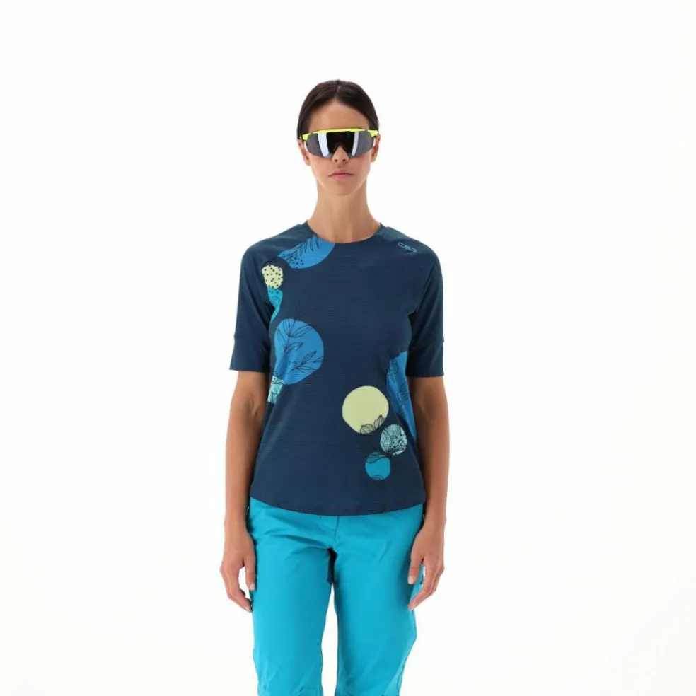 T-shirt tecnica a maniche corte con fantasia da Donna