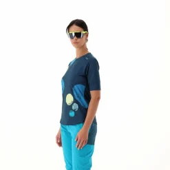 T-shirt tecnica a maniche corte con fantasia da Donna