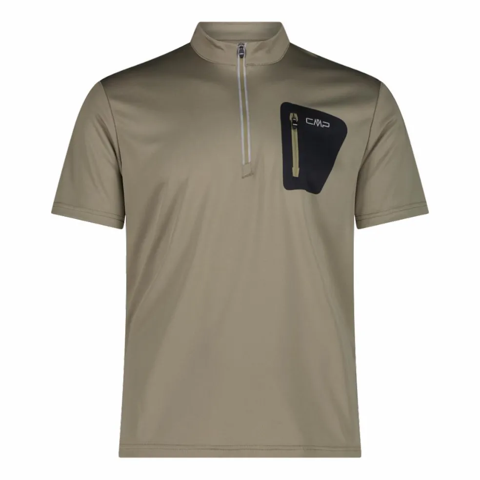 T-Shirt tecnica a mezza zip con taschino da ciclismo da Uomo