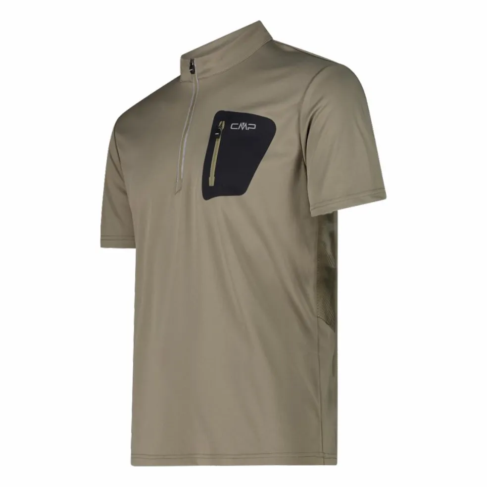 T-Shirt tecnica a mezza zip con taschino da ciclismo da Uomo