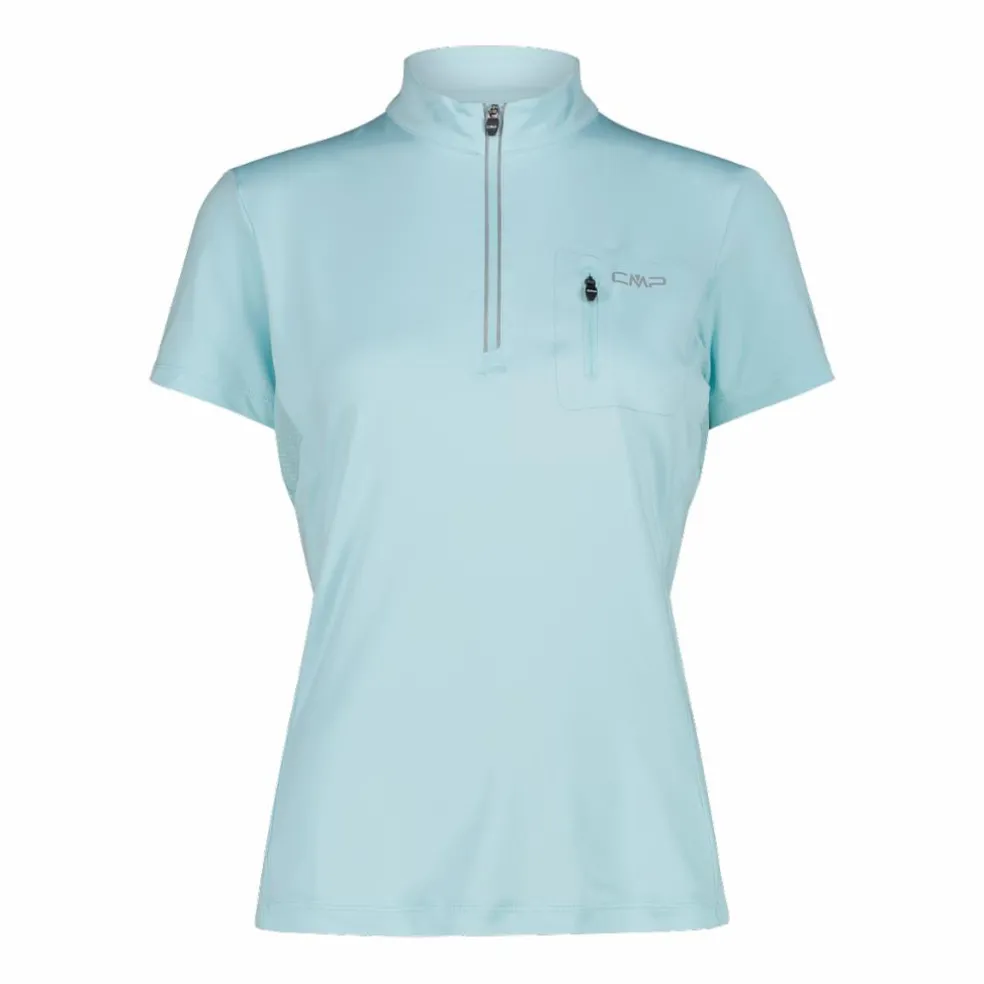 T-Shirt tecnica a mezza zip con taschino da ciclismo da Donna
