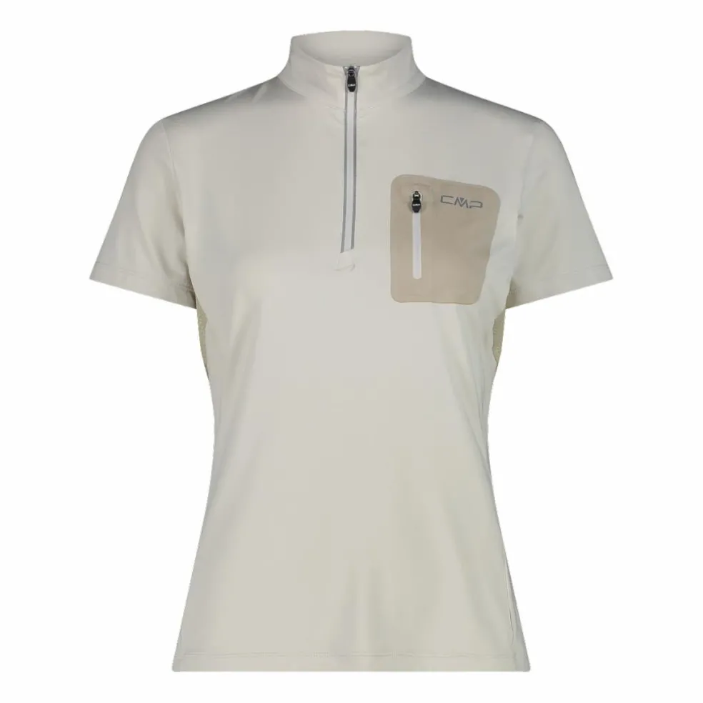 T-Shirt tecnica a mezza zip con taschino da ciclismo da Donna
