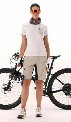 T-Shirt tecnica a mezza zip con taschino da ciclismo da Donna