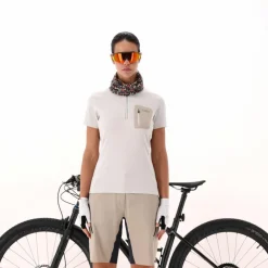 T-Shirt tecnica a mezza zip con taschino da ciclismo da Donna