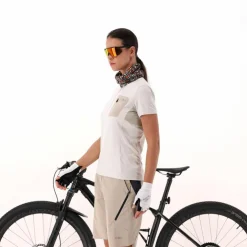 T-Shirt tecnica a mezza zip con taschino da ciclismo da Donna