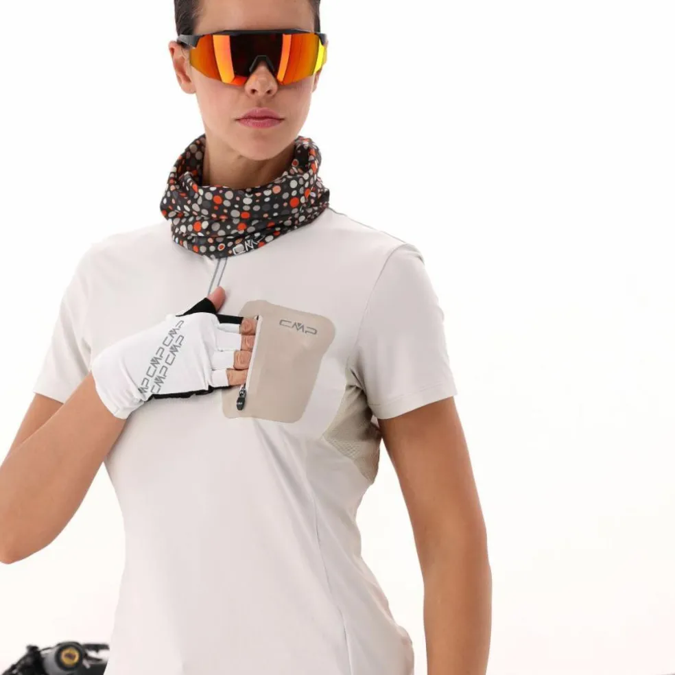 T-Shirt tecnica a mezza zip con taschino da ciclismo da Donna