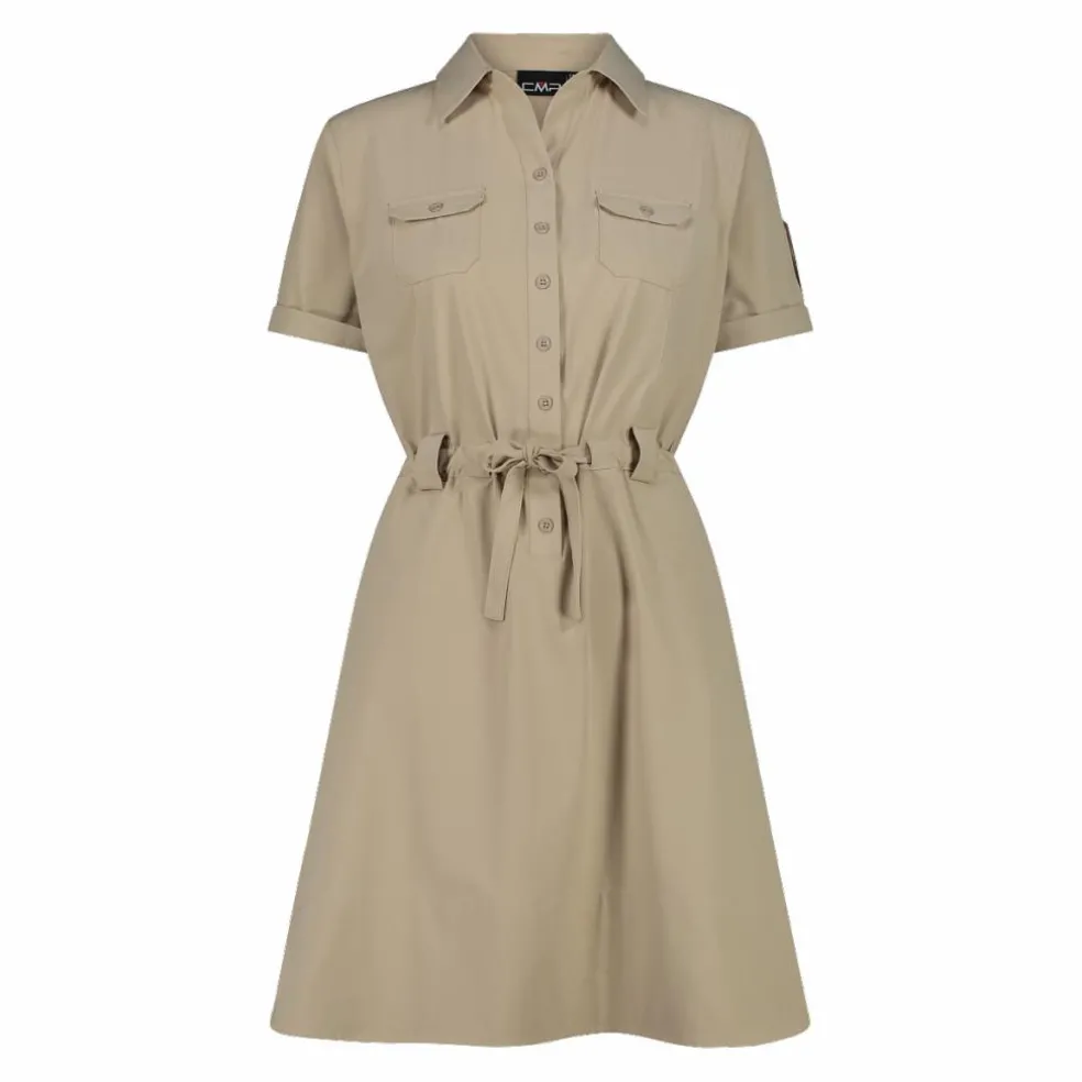 Vestito da donna con collo a polo in tessuto stretch