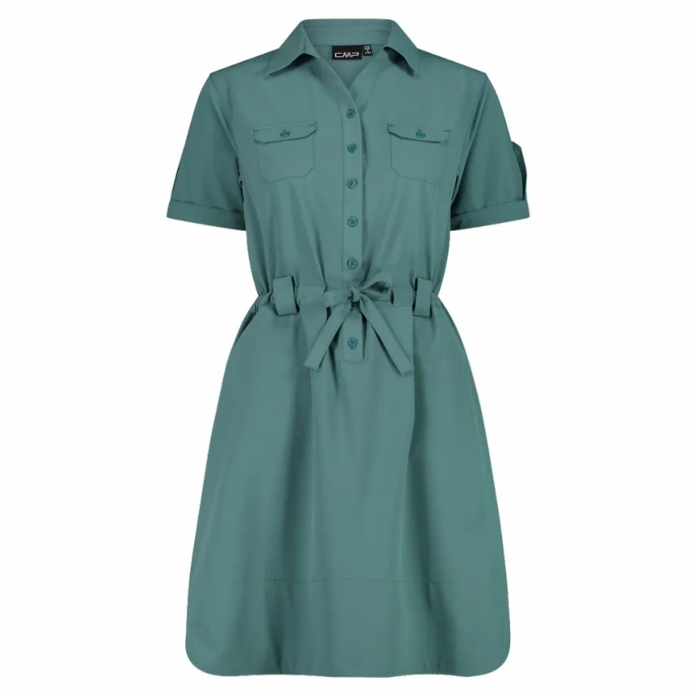 Vestito da donna con collo a polo in tessuto stretch